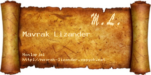 Mavrak Lizander névjegykártya